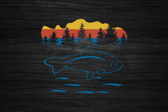 A Retro Fishing Graphic for Crafts and Product Sales
