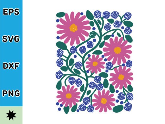 Bold Retro Flower Graphics for Elegant Crafts