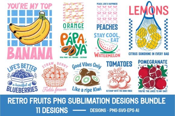Reviewing Retro Fruits PNG SVG Sublimation Designs for Marketing